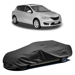 Husa prelata auto pentru NISSAN TIIDA Hatchback (C12) 2013, culoare negru, material textil impermeabil, rezistanta la intemperii praf UV, CARPASSION Husa Protectie - Img 2