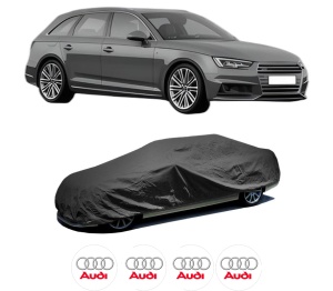 Husa tip prelata auto AUDI A4 B9 Avant (8W5, 8WD) din 2015-2021, Culoare Negru, material textil impermeabil, rezistanta la intemperii praf UV, CARPASSION Husa Protectie, 4 Stickere auto cu AUDI - Img 2