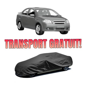 Husa tip prelata auto CHEVROLET AVEO / KALOS Saloon (T250, T255) din 2005-2013, Culoare Negru, material textil impermeabil, rezistanta la intemperii praf UV, CARPASSION Husa Protectie, 4 Stickere auto cu CHEVROLET - Img 1