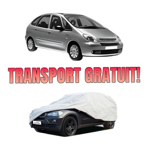 Husa tip prelata auto CITROEN XSARA PICASSO (N68) din 1999-2012, Culoare Gri, material textil impermeabil, rezistanta la intemperii praf UV, CARPASSION Husa Protectie, 4 Stickere auto cu CITROEN