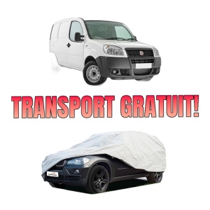 Husa tip prelata auto FIAT DOBLO Box Body/MPV (223_) din 2001-2010, Culoare Gri, material textil impermeabil, rezistanta la intemperii praf UV, CARPASSION Husa Protectie, 4 Stickere auto cu FIAT