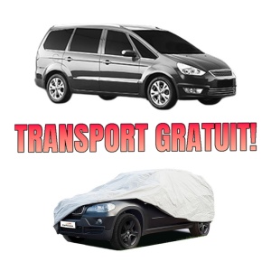 Husa tip prelata auto FORD GALAXY MK II VAN (WA6) din 2006-2015, Culoare Gri, material textil impermeabil, rezistanta la intemperii praf UV, CARPASSION Husa Protectie, 4 Stickere auto cu FORD