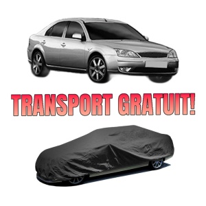 Husa tip prelata auto FORD MONDEO III Saloon (B4Y) din 2000-2007, Culoare Negru, material textil impermeabil, rezistanta la intemperii praf UV, CARPASSION Husa Protectie, 4 Stickere auto cu FORD