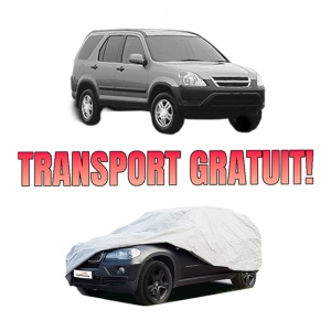 Husa tip prelata auto HONDA CR-V II (RD_) din 2001-2007, Culoare Gri, material textil impermeabil, rezistanta la intemperii praf UV, CARPASSION Husa Protectie, 4 Stickere auto cu HONDA