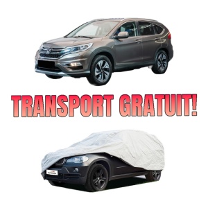 Husa tip prelata auto HONDA CR-V V (RW_, RT_) din 2016-2023, Culoare Gri, material textil impermeabil, rezistanta la intemperii praf UV, CARPASSION Husa Protectie, 4 Stickere auto cu HONDA