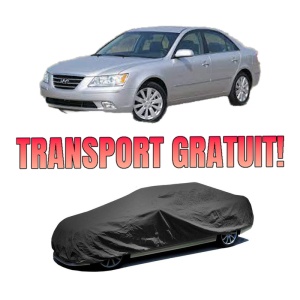 Husa tip prelata auto HYUNDAI SONATA V (NF) din 2005-2010, Culoare Negru, material textil impermeabil, rezistanta la intemperii praf UV, CARPASSION Husa Protectie, 4 Stickere auto cu HYUNDAI