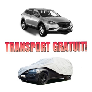 Husa tip prelata auto MAZDA CX-9 (TB) din 2006-2007, Culoare Gri, material textil impermeabil, rezistanta la intemperii praf UV, CARPASSION Husa Protectie, 4 Stickere auto cu MAZDA