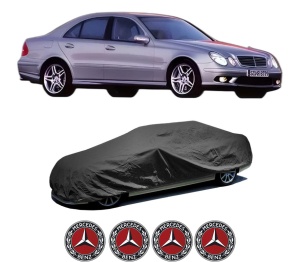 Husa tip prelata auto MERCEDES-BENZ E-CLASS (W211) din 2002-2008, Culoare Negru, material textil impermeabil, rezistanta la intemperii praf UV, CARPASSION Husa Protectie, 4 Stickere auto cu MERCEDES-BENZ - Img 2