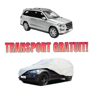 Husa tip prelata auto MERCEDES-BENZ GL-CLASS (X166) din 2012-2015, Culoare Gri, material textil impermeabil, rezistanta la intemperii praf UV, CARPASSION Husa Protectie, 4 Stickere auto cu MERCEDES-BENZ