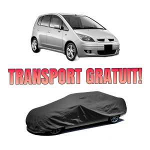 Husa tip prelata auto MITSUBISHI COLT VI (Z3_A, Z2_A) din 2004-2012, Culoare Negru, material textil impermeabil, rezistanta la intemperii praf UV, CARPASSION Husa Protectie, 4 Stickere auto cu MITSUBISHI