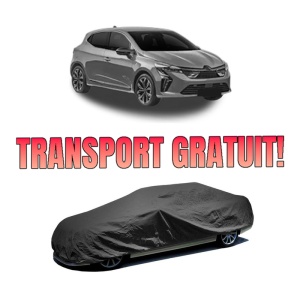 Husa tip prelata auto MITSUBISHI COLT VII Hatchback (VB_) din 2023, Culoare Negru, material textil impermeabil, rezistanta la intemperii praf UV, CARPASSION Husa Protectie, 4 Stickere auto cu MITSUBISHI