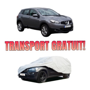 Husa tip prelata auto NISSAN QASHQAI I VAN (J10) din 2013-2014, Culoare Gri, material textil impermeabil, rezistanta la intemperii praf UV, CARPASSION Husa Protectie, 4 Stickere auto cu NISSAN
