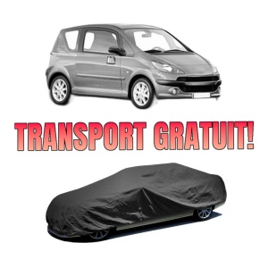 Husa tip prelata auto PEUGEOT 1007 (KM_) din 2005-2007, Culoare Negru, material textil impermeabil, rezistanta la intemperii praf UV, CARPASSION Husa Protectie, 4 Stickere auto cu PEUGEOT