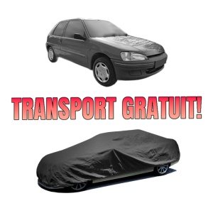 Husa tip prelata auto PEUGEOT 106 Van II Hatchback Van (1S_) din 1996-2001, Culoare Negru, material textil impermeabil, rezistanta la intemperii praf UV, CARPASSION Husa Protectie, 4 Stickere auto cu PEUGEOT