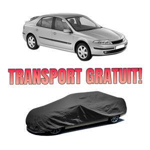 Husa tip prelata auto RENAULT LAGUNA II (BG0/1_) din 2001-2007, Culoare Negru, material textil impermeabil, rezistanta la intemperii praf UV, CARPASSION Husa Protectie, 4 Stickere auto cu RENAULT