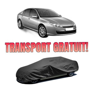 Husa tip prelata auto RENAULT LAGUNA III (BT0/1) din 2007-2015, Culoare Negru, material textil impermeabil, rezistanta la intemperii praf UV, CARPASSION Husa Protectie, 4 Stickere auto cu RENAULT