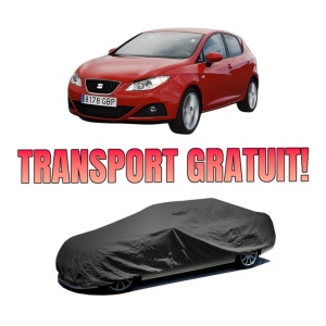 Husa tip prelata auto SEAT IBIZA IV Hatchback Van (6J1) din 2008-2015, Culoare Negru, material textil impermeabil, rezistanta la intemperii praf UV, CARPASSION Husa Protectie, 4 Stickere auto cu SEAT