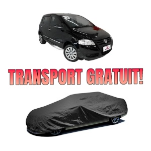 Husa tip prelata auto Volskwagen FOX Van (5Z1) din 2010-2011, Culoare Negru, material textil impermeabil, rezistanta la intemperii praf UV, CARPASSION Husa Protectie, 4 Stickere auto cu Volskwagen