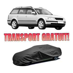 Husa tip prelata auto Volskwagen PASSAT B5 Variant (3B5) din 1997-2000, Culoare Negru, material textil impermeabil, rezistanta la intemperii praf UV, CARPASSION Husa Protectie, 4 Stickere auto cu Volskwagen