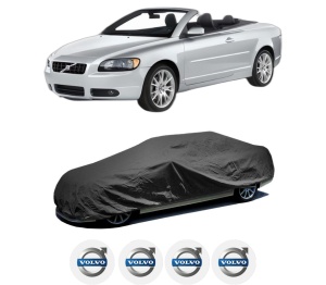 Husa tip prelata auto VOLVO C70 II Convertible (542) din 2006-2013, Culoare Negru, material textil impermeabil, rezistanta la intemperii praf UV, CARPASSION Husa Protectie, 4 Stickere auto cu VOLVO - Img 2