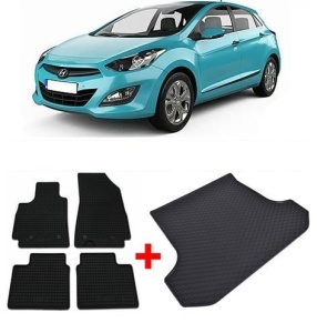 Hyundai I30 II Hatchback din 02.2012 - 01.2017 *2, Set Covorase + tavita portbagaj auto - Img 2