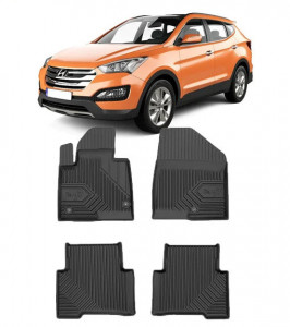 Hyundai Santa Fe III Din 09.2012 - 07.2018, Suv , Set Covorase Auto Tip Tavita Premium 3D, din cauciuc accesorii pentru autoturismul tau - masina v166470