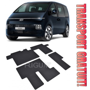 Hyundai Staria set covorase auto dedicate, din cauciuc dedicate Hyundai Staria fabricatie 2022 - prezent, caroserie van, randul 2 si randul 3, 9 locuri