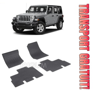 Jeep Wrangler, Suv, fabricat din 10.2006 - 04.2018, 5 Usi, Ampatament Lung, set covorase auto dedicate, din cauciuc 100% Premium