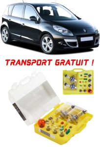Kit trusa Set becuri H4 compatibila cu Renault Scenic III din 2009 - 2016 , bec far, semnalizare , pozitie, iluminare numar, frana, plafoniera, stop frana