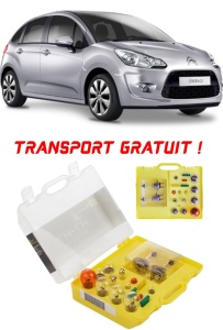 Kit trusa Set becuri H7 compatibila cu Citroën C3 II din 2009 - 2016 , bec far, semnalizare , pozitie, iluminare numar, frana, plafoniera, stop frana