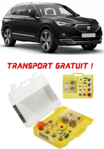Kit trusa Set becuri H7 compatibila cu Seat Tarraco din 2017 - 2021 , bec far, semnalizare , pozitie, iluminare numar, frana, plafoniera, stop frana