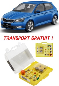 Kit trusa Set becuri H7 compatibila cu Skoda Fabia III din 2013 - 2020 , bec far, semnalizare , pozitie, iluminare numar, frana, plafoniera, stop frana