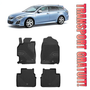Mazda 6 II Din 2008 - 12.2012, Sedan , Set Covorase Auto Tip Tavita Premium 3D, din cauciuc