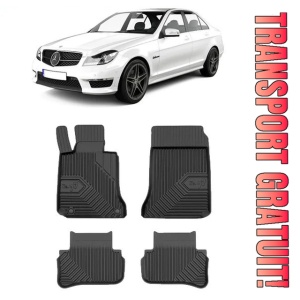 Mercedes C-Class W204 Din 04.2007 - 02.2014, Sedan , Set Covorase Auto Tip Tavita Premium 3D, din cauciuc