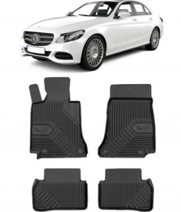 Mercedes C-Class W205 Din 03.2014 - 11.2020, Sedan , Set Covorase Auto Tip Tavita Premium 3D, din cauciuc accesorii pentru autoturismul tau - masina v164566