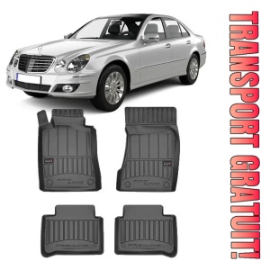 Mercedes Clasa E W211, Sedan, Din 2002 - 02.2009 , Set Covorase Auto Tip Tavita Premium 3D, din cauciuc