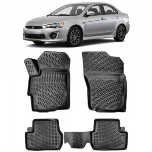 Mitsubishi Lancer 2007-2017 Set 4 covorase auto din cauciuc tip tavita premium line 3D accesorii pentru autoturismul tau - masina v242361