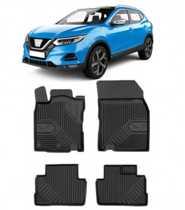 Nissan Qashqai II Din 02.2014 - 05.2021, Suv , Set Covorase Auto Tip Tavita Premium 3D, din cauciuc accesorii pentru autoturismul tau - masina v167271