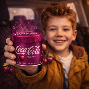 Odorizant Auto 3D Coca Cola Cherry, Tip conserva, Cupholder, Parfum Intens și Persistent, Design Realist, Vegan Friendly, ideal pentru masina birou casa, 4x Stickere auto - Img 5