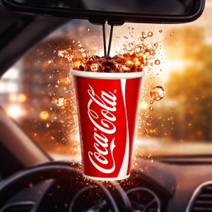 Odorizant Auto 3D Coca Cola Original, Tip Pahar, Oglinda Retrovizoare, Parfum Intens și Persistent, Design Realist, Vegan Friendly - Img 3