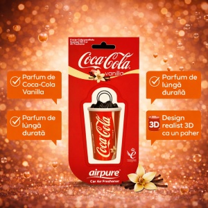 Odorizant Auto 3D Coca Cola Vanilie, Tip Pahar, Oglinda Retrovizoare, Parfum Intens și Persistent, Design Realist, Vegan Friendly - Img 3