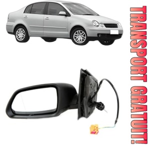 Oglinda Stanga Volkswagen POLO IV Saloon (9A4, 9A2, 9N2, 9A6) din 2002 - 2012, Auto, Reglaj mecanic, Completa