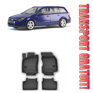 Opel Astra H, Combi, Din 2004 - 12.2014 , Set Covorase Auto Tip Tavita Premium 3D, din cauciuc