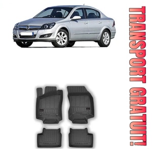 Opel Astra H, Sedan, Din 2004 - 12.2014 , Set Covorase Auto Tip Tavita Premium 3D, din cauciuc