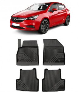 Opel Astra K Din 11.2015 - Prezent, Hatchback , Set Covorase Auto Tip Tavita Premium 3D, din cauciuc accesorii pentru autoturismul tau - masina v168003