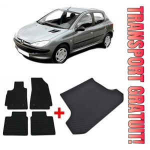Peugeot 206 Hatchback din 1998 - 2010 *2, Set Covorase + tavita portbagaj auto