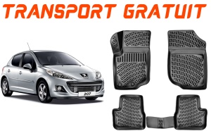 Peugeot 207 2006-2014 Set 4 covorase auto din cauciuc tip tavita premium line 3D accesorii pentru autoturismul tau - masina v242895