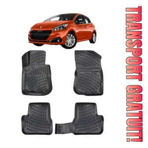 Peugeot 208 I 2012-2019 Set 4 covorase auto din cauciuc tip tavita premium line 3D