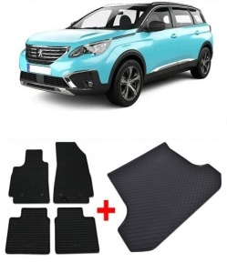 Peugeot 5008 II din 07.2017 - Prezent Suv *2 , Set Covorase + tavita portbagaj auto - Img 2