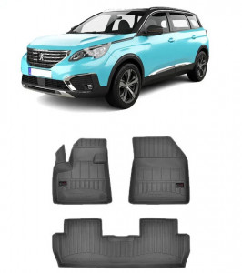 Peugeot 5008 II, Suv, Din 07.2017 - Prezent , Set Covorase Auto Tip Tavita Premium 3D, din cauciuc accesorii pentru autoturismul tau - masina v174264